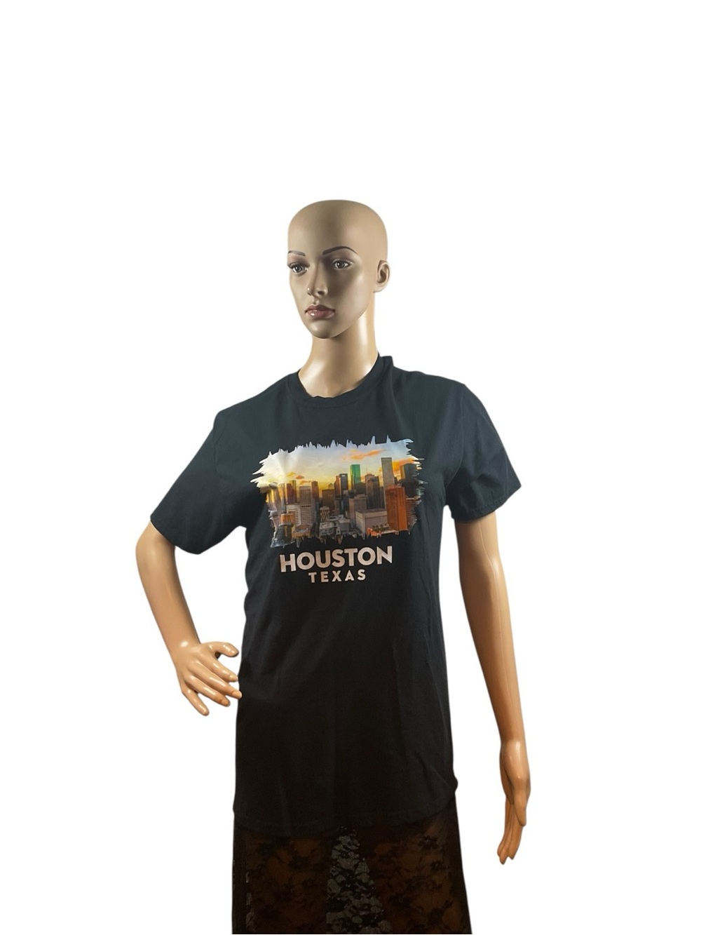 Jerzees Black Houston Texas Skyline Tee
